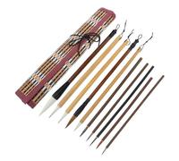 10 Pièces Pinceaux de Calligraphie Chinoise, Ensemble Complet | Poils Naturels et Bambou, Précision pour Détails Fins, Pochette Roulée, Pratique Plein Air et Peinture