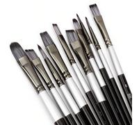 10 pièces Pinceaux de nylon à manche en bois blanc nacré, brosses à poils de nylon polyvalentes convenant à l'aquarelle, la gouache, l'acrylique, la peinture à l'huile, pour la rentrée scolaire et les