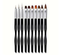10 Pièces Pinceaux Nail Art Professionnels Noirs, Kit brosses fines ongles gel, Kit pinceaux ongles gel multiforme,Décoration dessin manucure fait maison,Pinceaux ultra-fins couleur