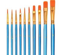 10 Pièces Pinceaux Peinture Acrylique Nylon Pinceaux Artiste, Ensemble De Pinceaux Aquarelle À L'huile Pour Gouache Acrylique, Les Artistes Enfant Débutants Amateurs De Peinture - Bleu
