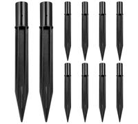 10 Pièces Piquets de Rechange Noirs, ABS, Sols Durs | Embout Renforcé, Ouverture 0,43 Pouce pour Tubes PVC de 8 à 10mm, Sable et Gravier