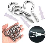 10 Pièces Piton à Visser,Vis à Oeil Crochet à Visser Inox,avec 10 PCS Chevilles Kit,5 * 65mm,Pour les Lustres, L'artisanat