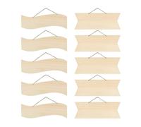 10 Pièces Plaque de Bois Vierge Khaki, Panneau Suspendu | Bois Lisse Poncé des Deux Côtés, Trou Suspendre, Prêt à Teindre, pour Enseignes Boutique et Déco Arbre