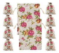 10 Pièces Pochette à Cordon en Coton Imprimé, Petits Paquet | Lot de Sachets pour Biscuits Maison et Confiseries, Usage Festif, Matière Résistante