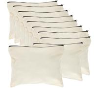 10 Pièces Pochette à Outils en Toile Zippée Compacte | Rangement Léger pour Pinces, Stylos et Fournitures Scolaires, Séparation Pratique, Coloris Beige, Fermeture Couleur Aléatoire