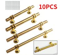 10 pièces Poignées de tiroir en acier inoxydable doré brillant - Poignées en métal poli, convient pour vanité, armoire, meuble à chaussures, cave à vin, vis incluses 20 cm,25 cm,30 cm,15 cmAcier inoxy