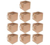 10 Pièces Sachet en Papier Kraft Carré Poignée Renforcée, Marron | Pâtisseries et Bonbons, Autoportant, Usage Shopping et Fête, Fond Renforcé, Format Présent