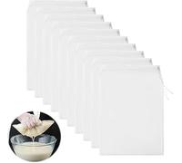 10 PièCes Sacs à Lait Noix, 20 × 30 Cm Jus Fruit Passoire Alimentaire Avec Cordon De Serrage Sac Filtrants Nylon Filtre Lait VéGéTal Cheese Cloth Nylon Filtre Laits VéGéTal Pour Jus De LéGumes Et Frui