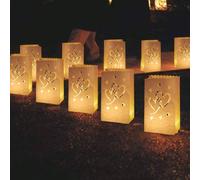 10 pièces Sacs lumineux résistants au feu, sacs à bougies blancs pour la décoration de mariage et de fête avec matériau réutilisable (les bougies ne sont pas incluses), Noël Taille Unique,10Pcs double
