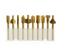 10 Pièces Set Boîte 3mm Hss Titane Routeur Bits Bois Cutter Fraisage Convient Dremel Rotatif Outil Gravure Machine Couteau Affûtage Fente