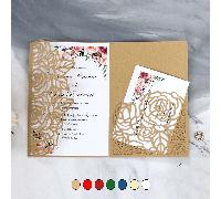 10 pièces/set Cartes d'invitation roses découpées au laser, invitations de mariage personnalisées, cartes de vœux pour mariage, cérémonie de passage à l'âge adulte, 15e anniversaire, baptême, décorati