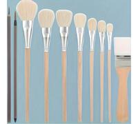 10 pièces Set de pinceaux céramiques émaillés, combo de pinceaux-balais acryliques, pinceaux-balais en poils de chèvre mixtes convenant pour la peinture acrylique, la céramique, la feuille d'or, pour 
