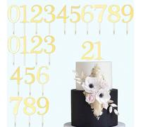 10 pièces/set Numéros en acrylique or et argent, set de pics à gâteau numérotés de 0 à 9 en miroir doré. Convient pour les anniversaires, fêtes, décoration de desserts Or-1pc,Argent - 0 - 9 - 10 pièce