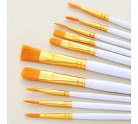 10 pièces/set Pinceaux de peinture à l'aquarelle en nylon blanc, set de pinceaux pour peinture à l'huile et acrylique, idéal pour l'apprentissage et le DIY. Cadeau du Nouvel An pour les étudiants et l