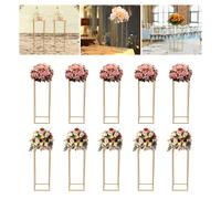 10 pièces Support de fleurs en métal pour centres de table de mariage, support de fleurs de mariage doré de 80 cm de haut pour arrangement floral, support de vase à fleurs géométrique pour fête, événe