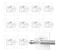 10 Pièces Support Tringle Rideaux Sans Percage, Crochet Rideau Adhésifs Transparent, Accroche Rideau Sans Percage, Supports de Tringles pour Maison, Salle de Bain, Hôtel, Cuisine