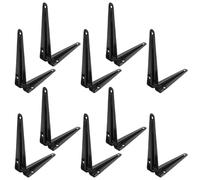 10 Pièces Supports D’angle Renforcés en Métal Noir, Pré-percés | Fixation Murale sans Vis Fournies, Finition Antirouille, pour Ateliers, Murs en Brique et Rangements