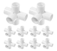10 Pièces Té en PVC à 5 Voies 1/2 Pouce, Coude Blanc pour Raccord | Pvc, Texture Robuste et Fiable, Résistant aux Acides Alcalis, Anti-pression, pour Eau et Drainage