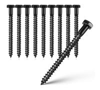 10 Pièces Tire-fonds Noirs en Acier au Carbone, Filetage Total | Structures en Bois et Terrasses, Usinage Précis, Maintien Fiable, Installation Simple, Lot