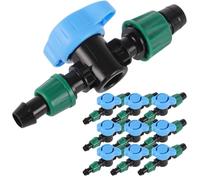 10 Pièces Vanne D'irrigation Goutte à Goutte à Poignée Bleue, Pe | Débit Réglable, Double Capuchon Verrouillé, Installation Facile, Pièce Remplaçable pour Arrosage