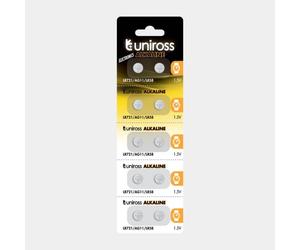 10 Piles AG11 / LR58 / LR721 Uniross Alcaline 1,5V