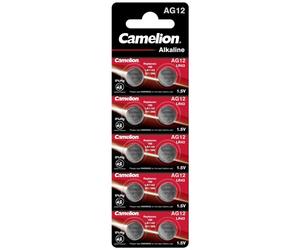 10 Piles AG12 / LR43 / LR1142 / 301 / 386 / 186 Camelion Alcaline 1,5V