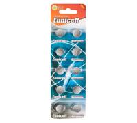 10 piles LR44, LR1154, 357, A76, GP76A, SR44W, G13, AG13 - Pile bouton alcaline Eunicell