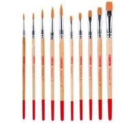 10 pinceaux - Peinture aquarelle - Rond - Plat - Synthétiques - Art Creation