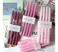 10 pouces Série rose Bougies torsadées effilées, 4 paquets de bougies non parfumées sans goutte, convenant pour le dîner, la baby shower, l'anniversaire, le mariage et la décoration de la maison 25 cm