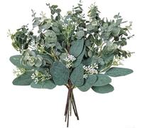 10 pour feuilles Eucalyptus Artificielles Réalistes pour déco | Tige fil de fer gainée, pliable à volonté, personnalisation pour facile, formes uniques, ajustement parfait
