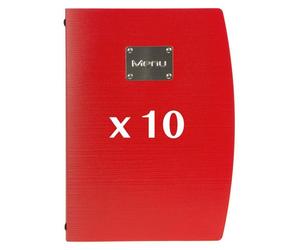 10 protège-menus Rio, couleur rouge, format A4, avec 1 double protection