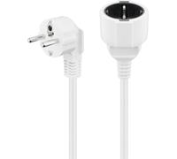 10 rallonges Goobay 93088 avec prise de sécurité, 5 m, blanches, (3 × 1,5 mm²), 5 m - Fiche hybride avec prise de sécurité (type E/F, CEE 7/7) à 90° > prise de sécurité (type F, CEE 7/3)
