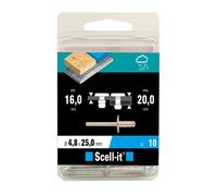 10 rivets à tête ronde en acier inoxydable A2 Scell-it 4,8 x 25mm