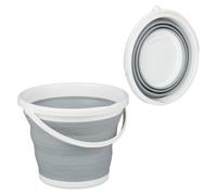 10 seaux pliables, seaux de nettoyage de 10 l, pliables pour un gain de place, seaux pliables pour la maison, la voiture et le camping, gris