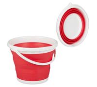 10 seaux pliables, seaux de nettoyage de 10 l, pliables pour un gain de place, seaux pliables pour la maison, la voiture et le camping, rouge