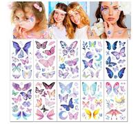 10 Sets Temporary Tattoo, Glitter Temporary Tattoos For Women And Girls, Waterproof Fake Tattoo, Butterfly, Flowers, Face And Body Shining Tattoo, Ephemere Tattoo Stickers