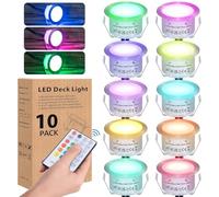 10 Spot Led Encastrable, LumièRe RéGlable(RGB) IP67 Spots à Encastrer Extérieur avec télécommande, Socle 12V Lampes Encastrées Dans le Sol pour Terrasse, Patio, Jardin, Piscine, Chemin