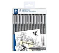 10 stylos Pigment Liner 308-9 TB12 (noir), lot de 12 dans un étui