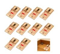 10 Tapette à Souris Pièges Bois Réutilisable Non Toxique Intérieur | Attrape classique pression impact, sensible efficace rapide, terrasse maison garage, appât nettoyer, naturel solide