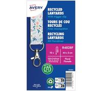 10 tours de cou recyclés pré-imprimé Floral avec mousqueton 2cm de large