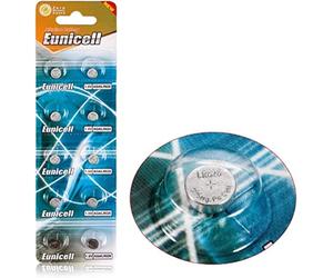 10 x Eunicell AG4 Alkaline button cell batteries - G4 LR66 LR66SW LR626 LR626SW SR626W 376 377