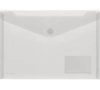 10 x FolderSys Porte-documents A4 PP, poche pour cartes de visite, fermeture velcro Transparent incolore Mat