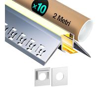 10 x Profilé Aluminium Led Encastrable 2m (20m), V Shape Profilés en Aluminium, 45 degrés en forme de V, Led et Diffuseur LED avec Embouts, pour rail LED/Profilé LED d'angle - 2000 x 47,27 x 22,64 mm