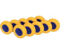10 x Roue en polyuréthane Ø 200 mm 2.50-4 palier lisse rouleau roue de lancement anti-crevaison, jaune/bleu