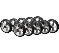 10 x Roue en polyuréthane Ø 260 mm palier lisse roue de secours anti-crevaison, noir/gris