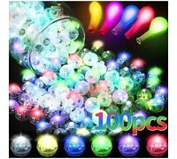 100/10 pièces lumineux gobelet boule lampe Mini LED ballon lumière coloré clignotant lanterne noël mariage anniversaire fête décor Blanc