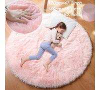 100/120/140/160 tapis rond moelleux doux tapis pour enfants filles chambre princesse château peluche Shag tapis mignon cercle chambre décor light grey