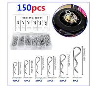 100/150 pièces goupilles fendues connecteurs à ressort 2 Mm, assortiment d'attelles R-Clips goupilles à ressort galvanisées jeu de broches de sécurité