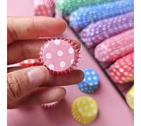 100/200 pièces Moule à gâteau mini pouce mignon avec motif à pois, plateau de cuisson pour gâteau, tapis de pâtisserie, tasse à cupcake cuite, support à cupcake anti-adhésif, motifs de couleurs multip