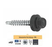 KLIMAS Lot de 250 vis autoperceuses 4,8 х 25 mm RAL 7024 Gris graphite Vis à tôle trapézoïdale